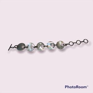 925 Sterling And Mother Of Pearl Abstract Circular Bracelet